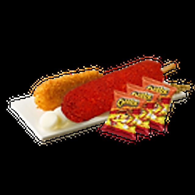 Flaming Cheetos Corndog.
