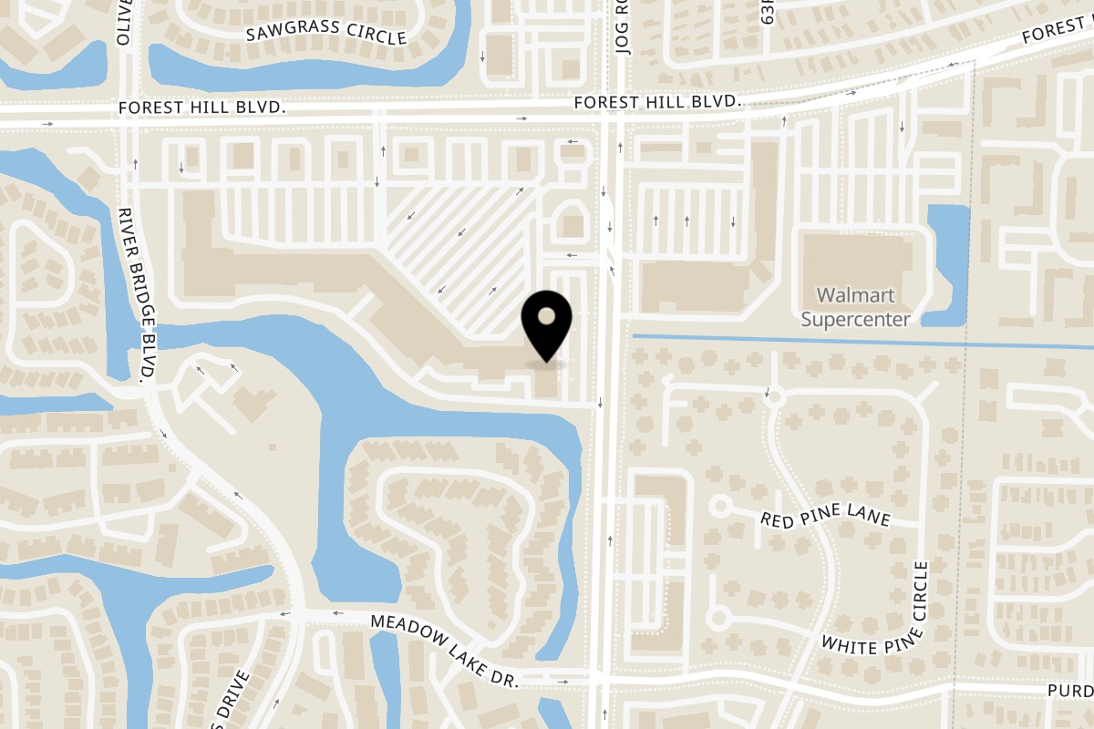 Map showing the location of Mochinut West Palm Beach on 6722 Forest Hill Blvd in Greenacres