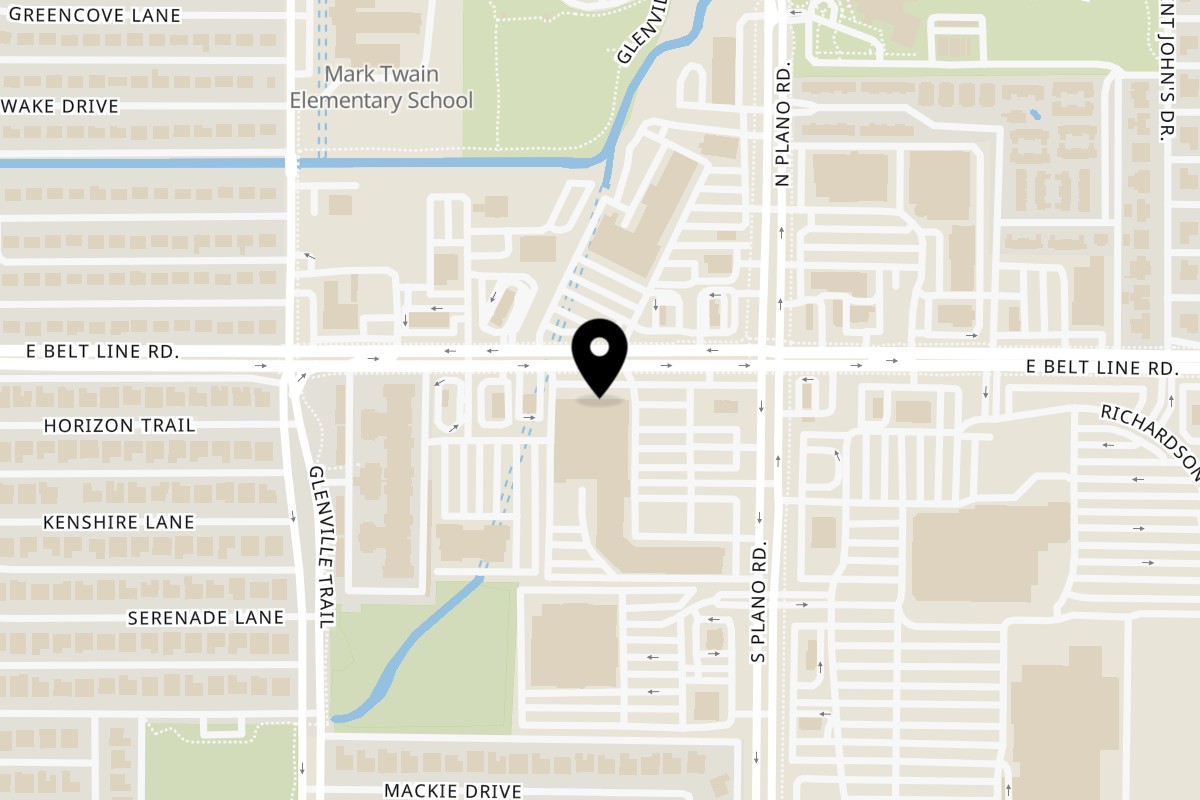 Map showing the location of Mochinut Richardson on 1300 E Belt Line Rd Ste 400 in Richardson