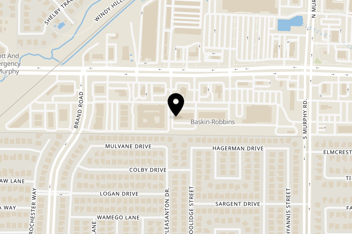Map showing the location of Mochinut Murphy on 208 W Farm To Market 544 #108 in Murphy