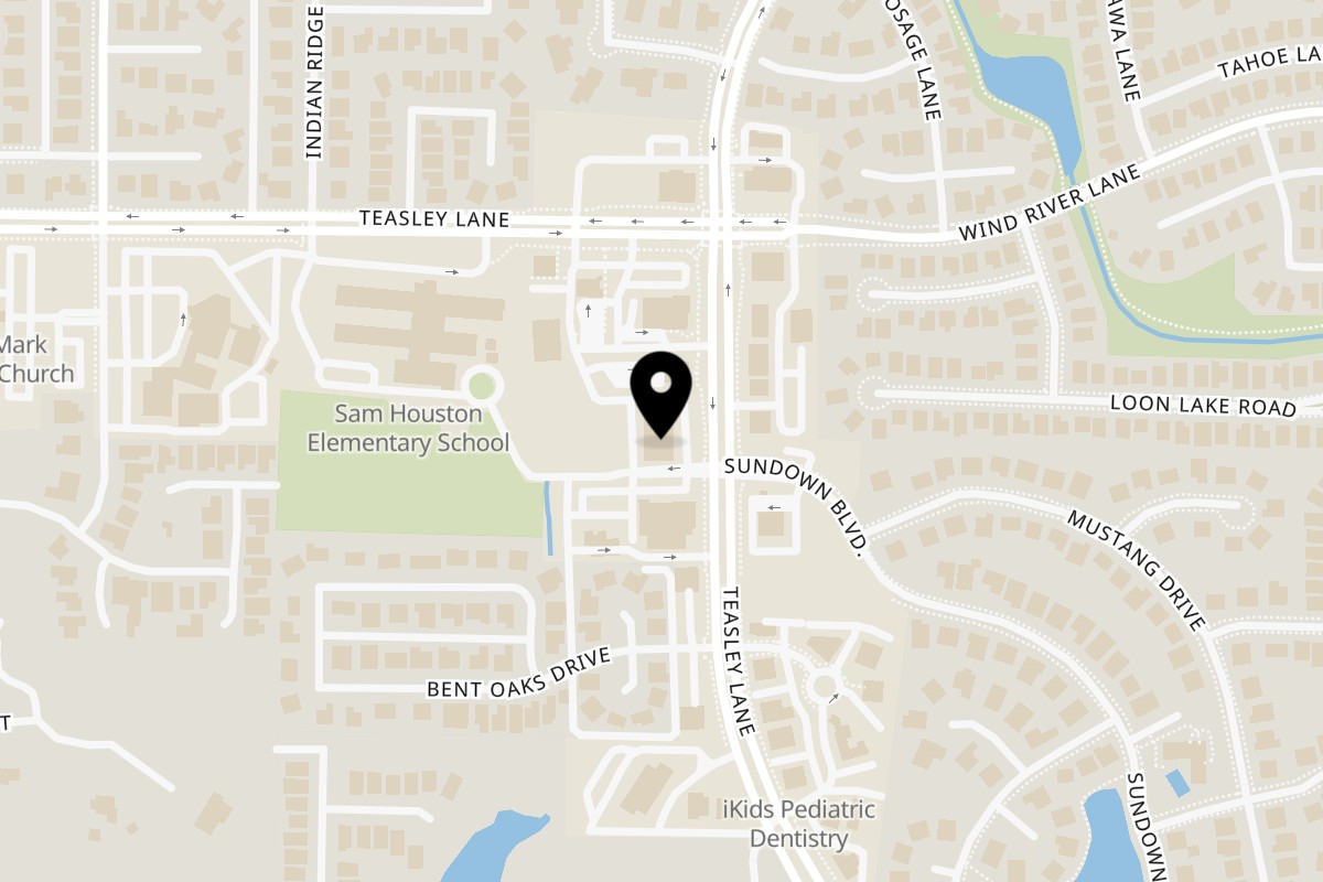 Map showing the location of Mochinut Denton on 3220 Teasley Ln Ste 118 in Denton