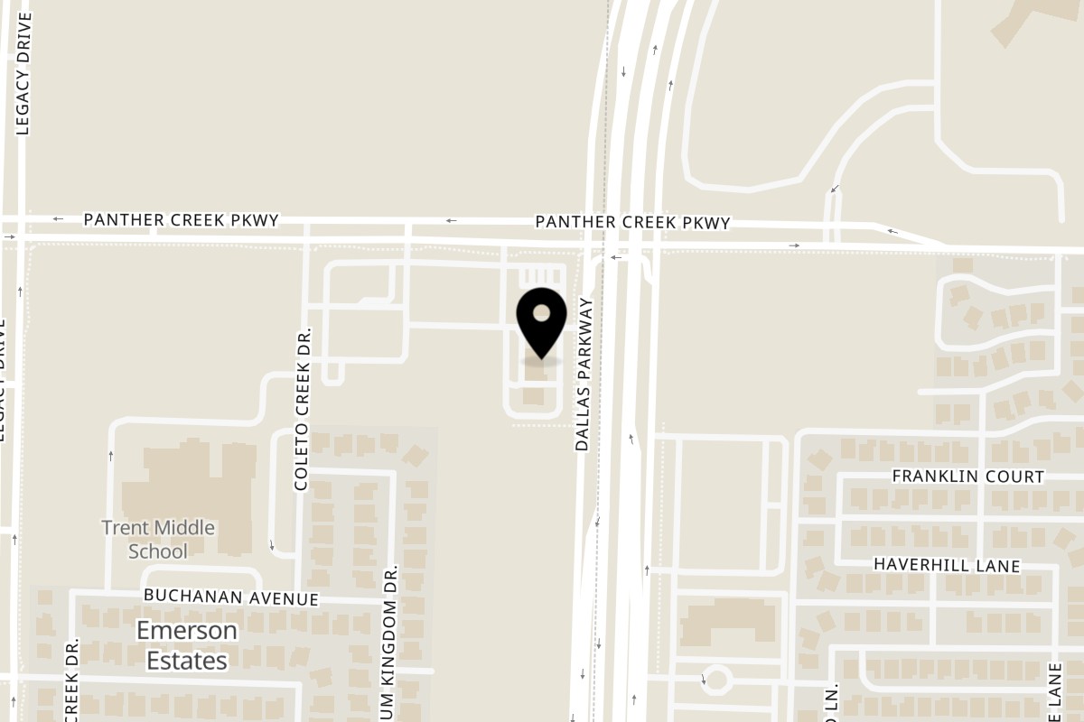 Map showing the location of Mochinut Frisco on 13355 Dallas Pkwy Ste 500 in Frisco