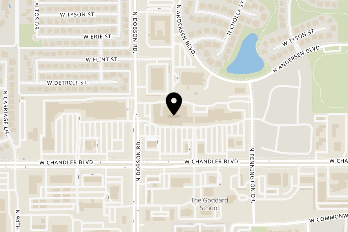 Map showing the location of Mochinut Chandler on 1920 W Chandler Blvd in Chandler