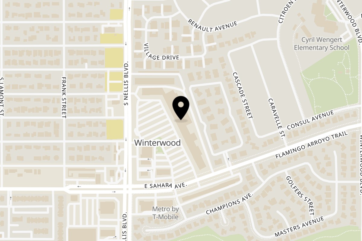 Map showing the location of Mochinut Winterwood Las Vegas on 2232 S Nellis Blvd Ste 5 in Las Vegas