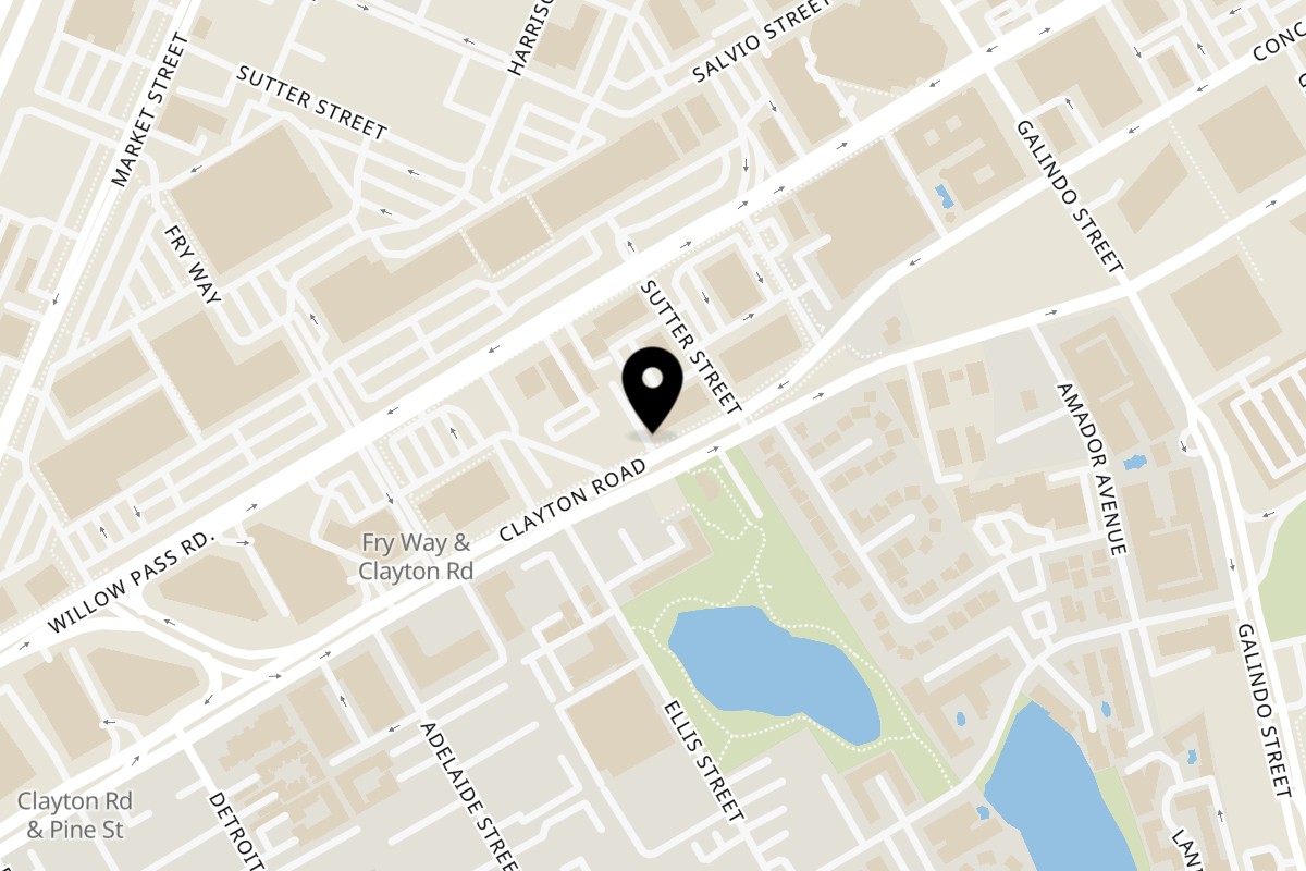 Map showing the location of Mochinut Concord on 1801 Sutter St H in Concord