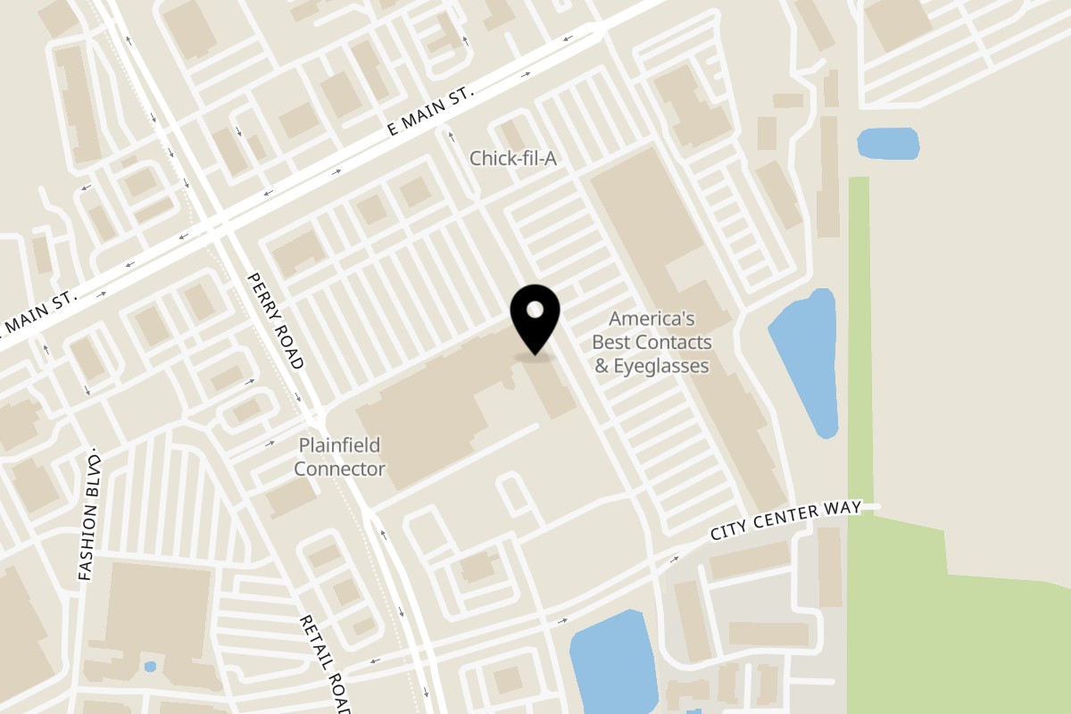 Map showing the location of Mochinut Plainfield on 2683 E Main St #108 in Plainfield