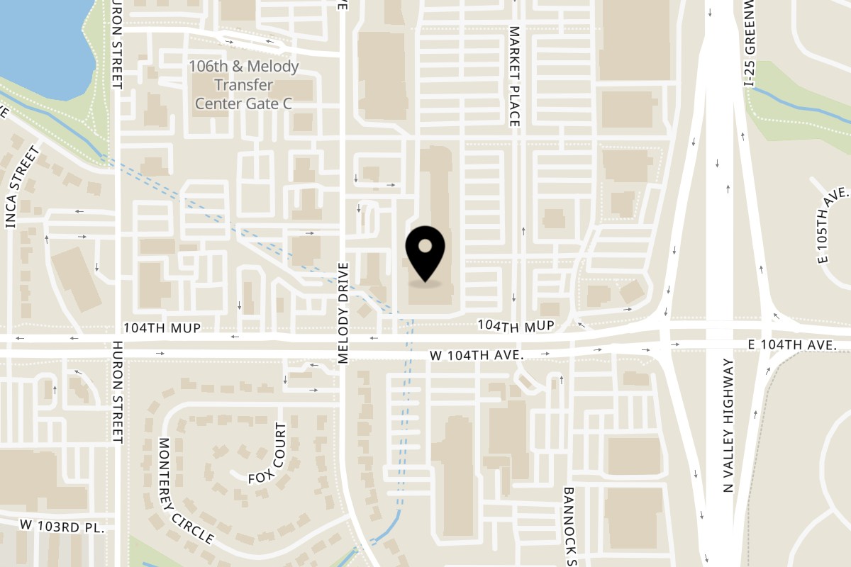 Map showing the location of Mochinut Northglenn on 421 W 104th Ave D in Northglenn