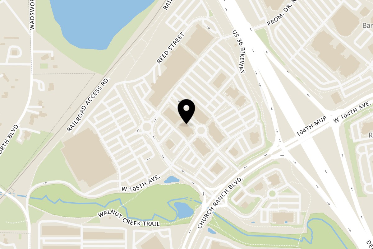 Map showing the location of Mochinut Westminster on 10443 Town Center Dr #500 in Westminster