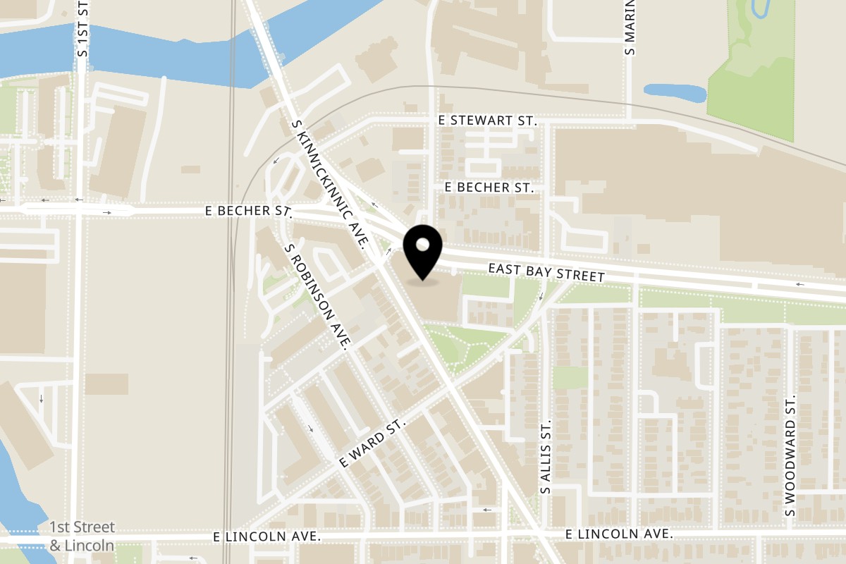 Map showing the location of Mochinut Bayview on 2144 S Kinnickinnic Ave in Milwaukee