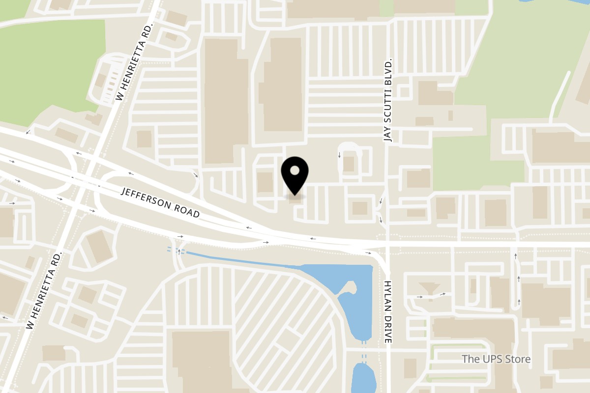 Map showing the location of Mochinut Rochester on 544 W Jefferson Rd in Rochester
