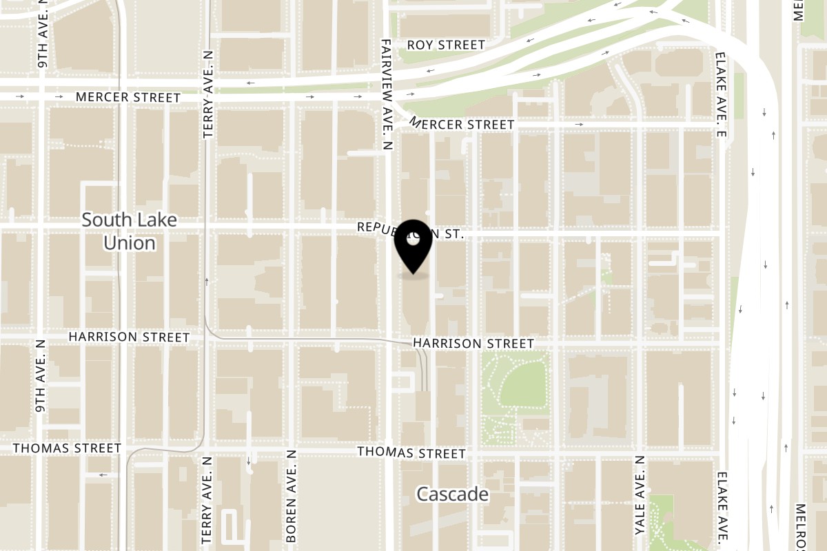 Map showing the location of Mochinut South Lake Union on 400 Fairview Ave N #1200 #110 in Seattle